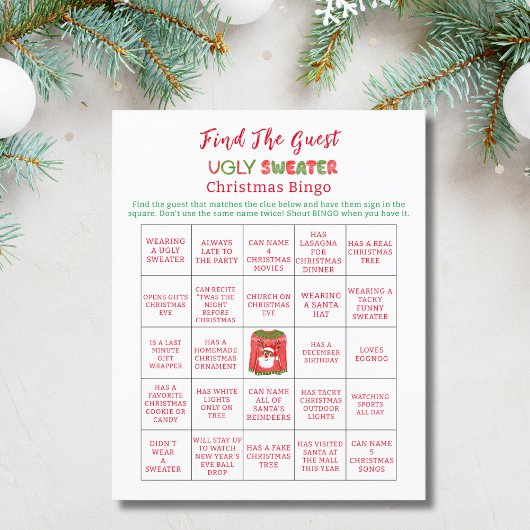 BINGO Lelijke trui Leuke rendieren Kerstmis Flyer