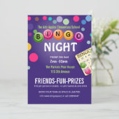 Bingo leuke avond uitnodigen fondsenwerving kaart (Staand voorkant)