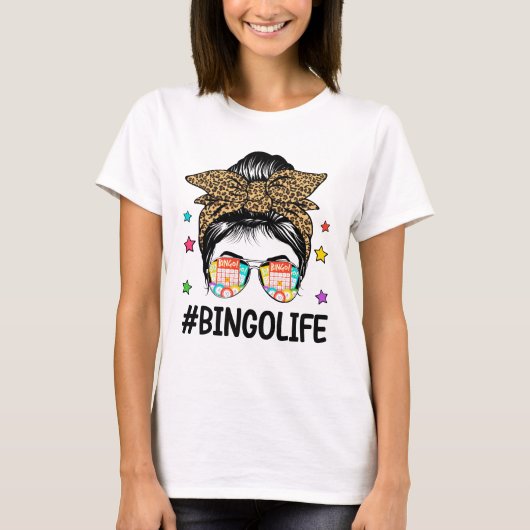 Bingo Leven Messy Bun Bingo Lover Oma Moeder T-shirt (Voorkant)