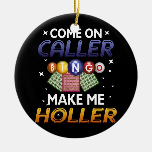 Bingo Lottery Game Lucky-spelers komen op de bezoe Keramisch Ornament (Voorkant)