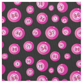 Bingo Lover Roze Bingo Ballen Patroon op Zwart Stof