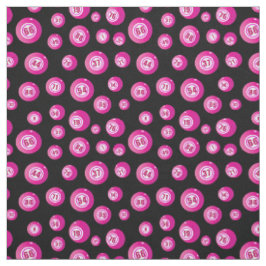 Bingo Lover Roze Bingo Ballen Patroon op Zwart Stof