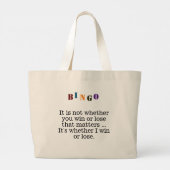 Bingo met Funny Win of Lose Quote Grote Tote Bag (Achterkant)