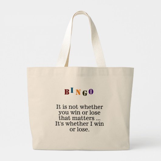 Bingo met Funny Win of Lose Quote Grote Tote Bag (Achterkant)