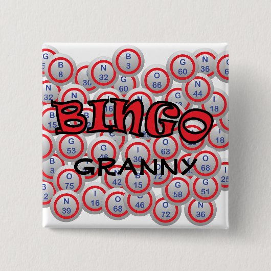 Bingo "Naam" over Bingo Balls Vierkante Button 5,1 Cm (Voorkant)