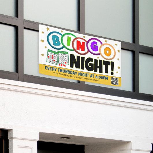 Bingo Nachtbanner met qr-code Spandoek (Buitenkant Gebouw)