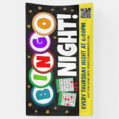 Bingo Nachtbanner met qr-code Spandoek (Verticaal)