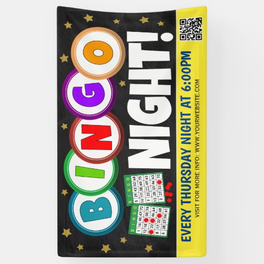 Bingo Nachtbanner met qr-code Spandoek (Verticaal)