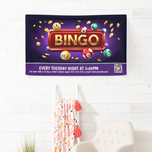 Bingo Nachtbanner PTO PTA Kerkbanner Spandoek (Insitu)