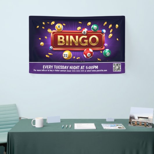 Bingo Nachtbanner PTO PTA Kerkbanner Spandoek (Beurs)