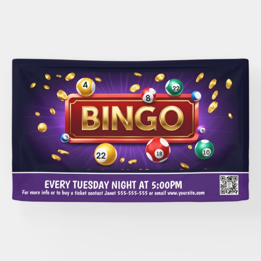 Bingo Nachtbanner PTO PTA Kerkbanner Spandoek (Horizontaal)