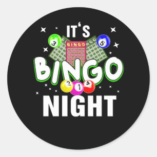 Bingo Nachtontwerp Bingo Speler Spelliefhebbers Ma Ronde Sticker