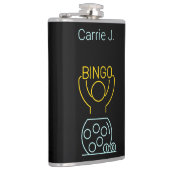 Bingo Night Neon Line Art gepersonaliseerd Heupfles (Rechts)