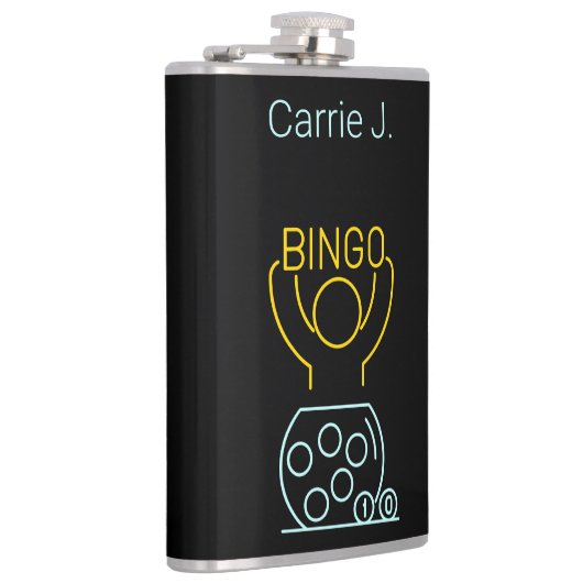 Bingo Night Neon Line Art gepersonaliseerd Heupfles (Rechts)