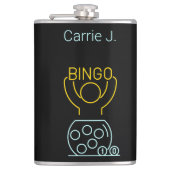 Bingo Night Neon Line Art gepersonaliseerd Heupfles (Voorkant)