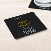 Bingo Night Neon Line Art gepersonaliseerd Kartonnen Onderzetters (Schuin)