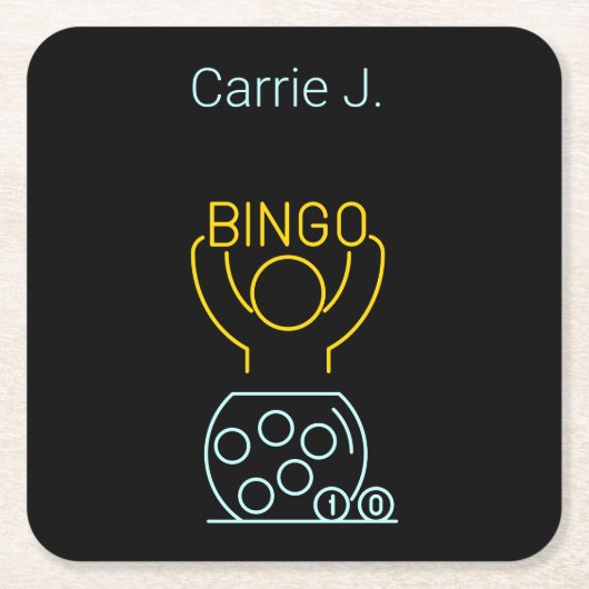 Bingo Night Neon Line Art gepersonaliseerd Kartonnen Onderzetters (Voorkant)