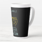 Bingo Night Neon Line Art gepersonaliseerd Latte Mok (Rechterhoek)