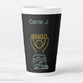 Bingo Night Neon Line Art gepersonaliseerd Latte Mok (Voorkant)