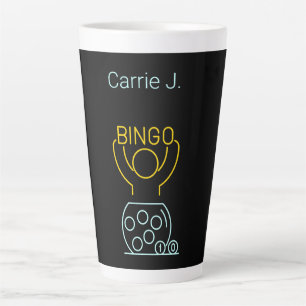 Bingo Night Neon Line Art gepersonaliseerd Latte Mok