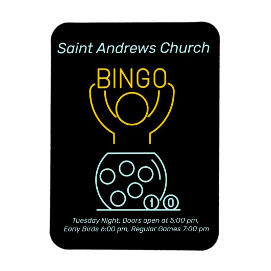 Bingo Night Neon Line Art  Magneet (Verticaal)