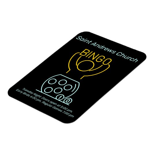 Bingo Night Neon Line Art  Magneet (Linkerzijde)