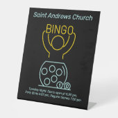 Bingo Night Neon Line Art  Reclamebord Met Voetstuk (Voorkant)