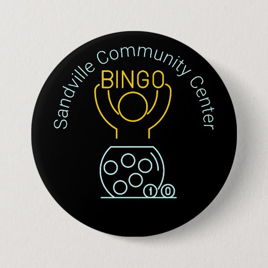 Bingo Night Neon Line Art Ronde Button 7,6 Cm (Voorkant)