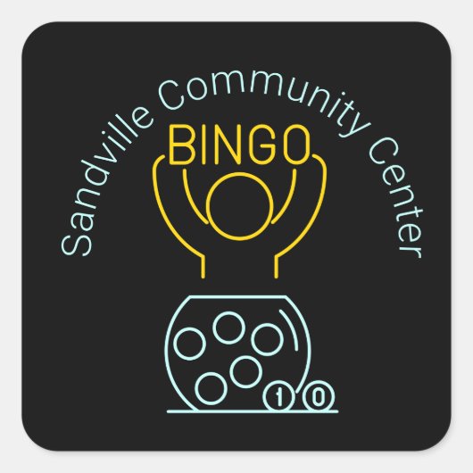 Bingo Night Neon Line Art Vierkante Sticker (Voorkant)