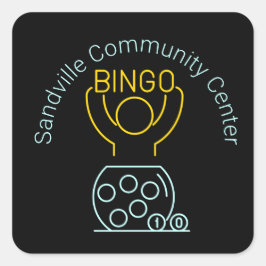Bingo Night Neon Line Art  Vierkante Sticker