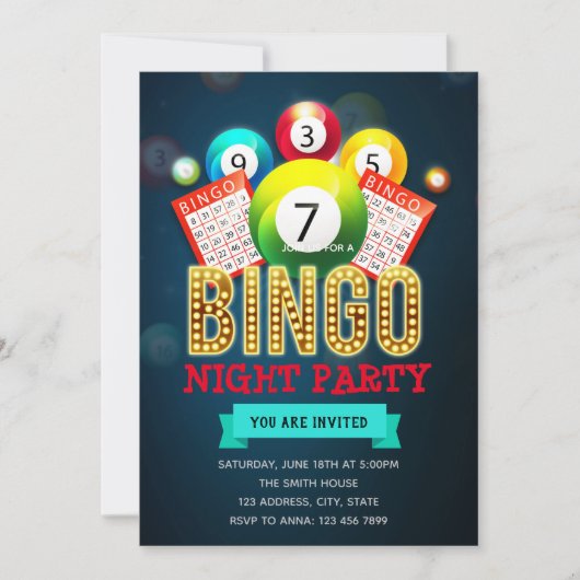 Bingo night party-uitnodiging kaart (Voorkant)