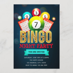 Bingo night party-uitnodiging kaart