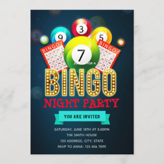 Bingo night party-uitnodiging kaart
