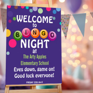 Bingo Night Welkom Poster Oog Omlaag Spel Begint