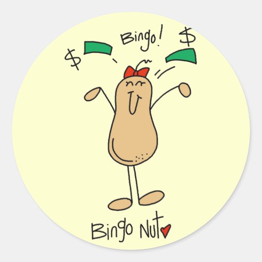 Bingo Nut Tshirts en geschenken Ronde Sticker (Voorkant)