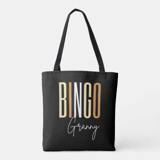 Bingo oma in bruine letters tote bag (Achterkant)
