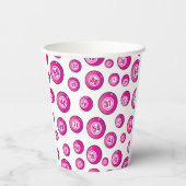 Bingo Party Schattige Roze en Wit Patterned Papieren Bekers (Achterkant)