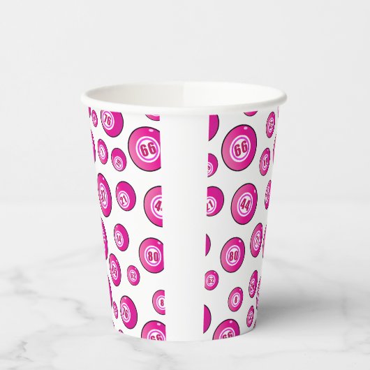 Bingo Party Schattige Roze en Wit Patterned Papieren Bekers (Links)