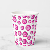 Bingo Party Schattige Roze en Wit Patterned Papieren Bekers (Voorkant)