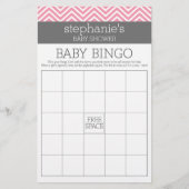 Bingo Pastel Pink Chevrons Baby shower Game (Voorkant)