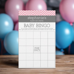 Bingo Pastel Pink Chevrons Baby shower Game