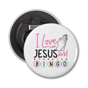 Bingo Player Jesus Faith Christelijk I Love Jesus Button Flesopener