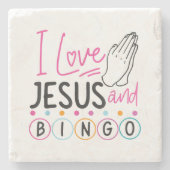Bingo Player Jesus Faith Christelijk I Love Jesus Stenen Onderzetter (Voorkant)