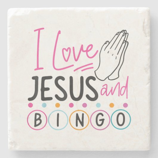 Bingo Player Jesus Faith Christelijk I Love Jesus Stenen Onderzetter (Voorkant)
