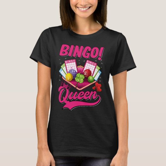 Bingo Player Queen Women Funny Bingo Girl T-shirt (Voorkant)