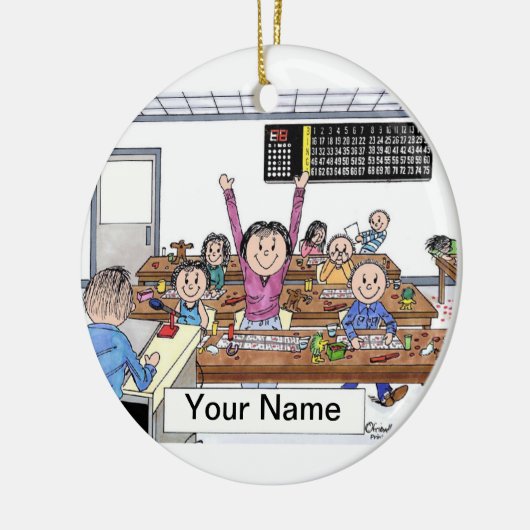 Bingo Player-Vrouw Keramisch Ornament (Links)