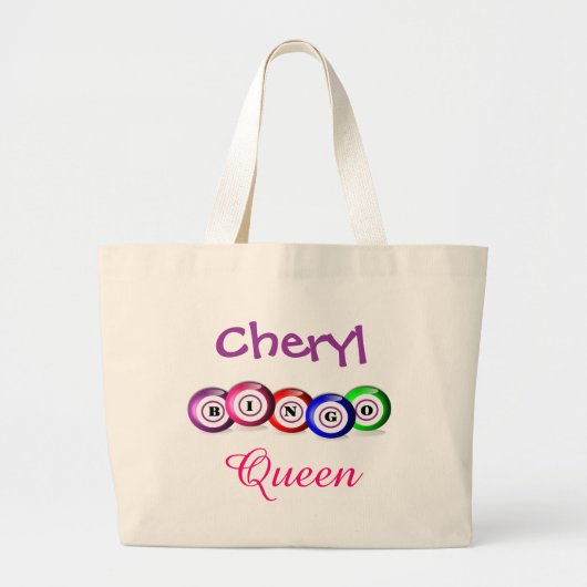 Bingo Queen Fun Bingo Balls Design Grote Tote Bag (Voorkant)