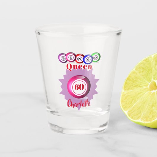 Bingo Queen Funny Personalized Birthday Shot Glass Shot Glas (Voorkant)