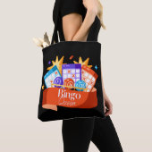 Bingo Queen op Black Tote Bag (Dichtbij)