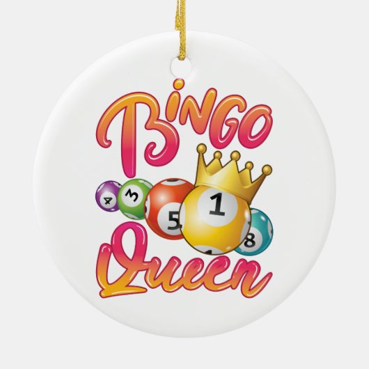 Bingo Queen Women Player Game Keramisch Ornament (Achterkant)